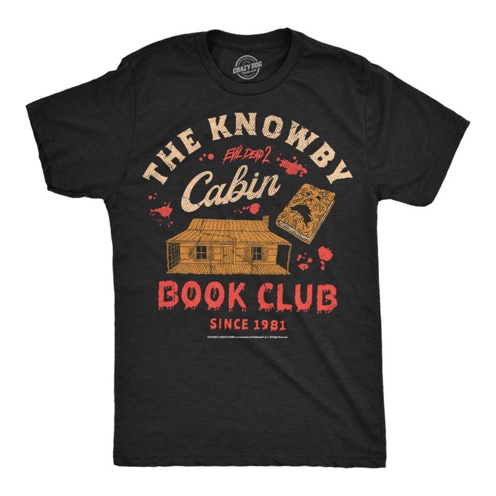 Mens Funny T Shirts The Knowby Cabin Book Club Evil Dead Movie Tee For Men